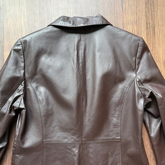 All Saints Archival 4‑Button Longline Pig Nappa Leather Coat Size 12 - Picture 8 of 13